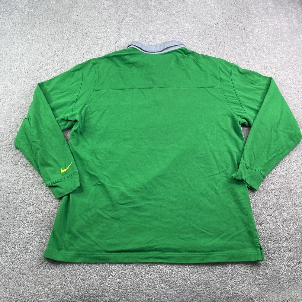 Oregon Ducks Polo Shirt Men Large Green Nike Campus Collection Long Sleeve Rugby